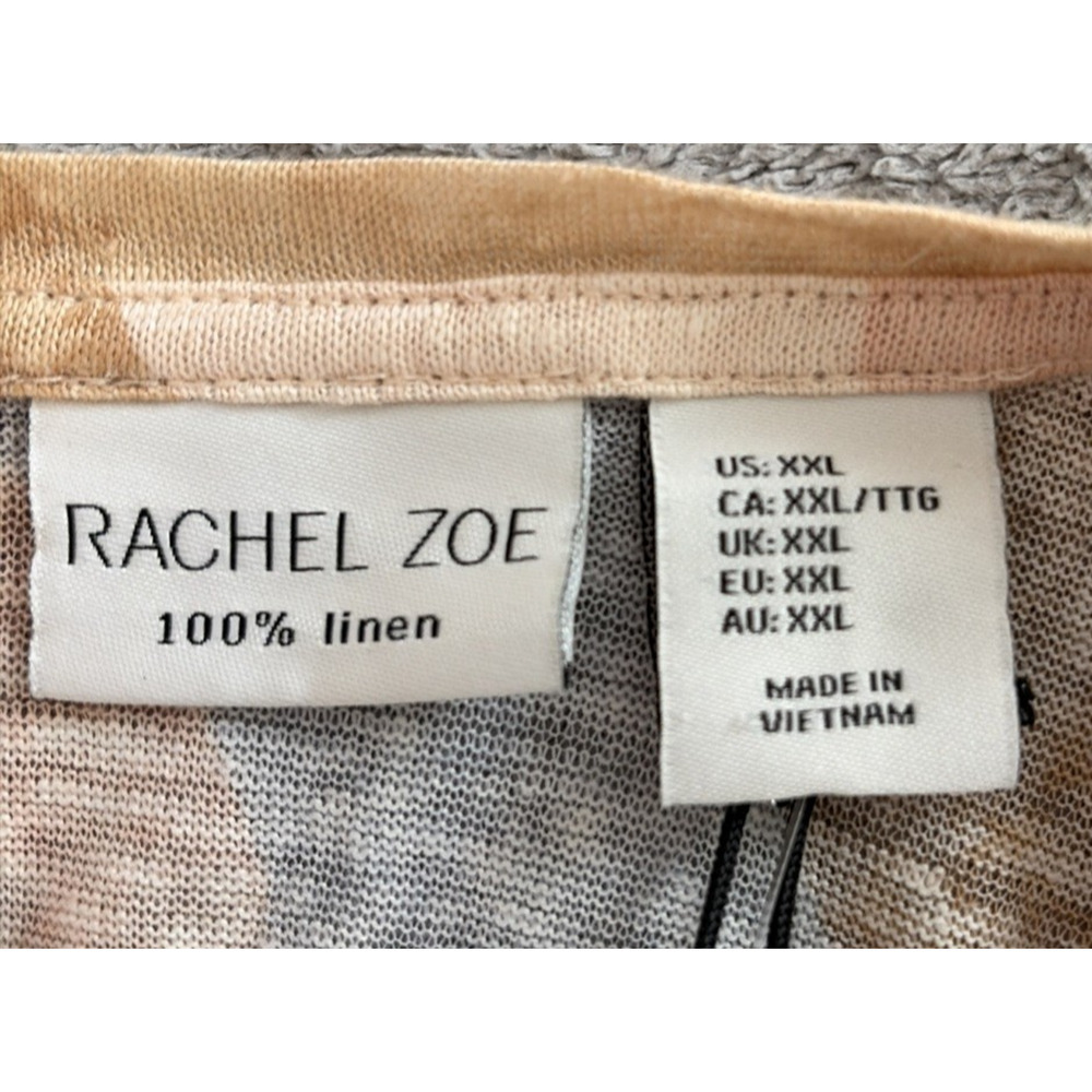 RACHEL ZOE NWOT Women’s XXL T Shirt Linen Plus Size Colorful Boho Retro Coastal - Picture 4 of 9